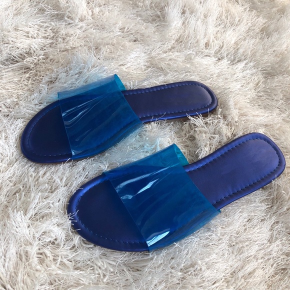 ‼️PRICE IS FIRM‼️Blue Jelly open toe slidessandals - Picture 2 of 3